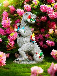花园雕塑户外装饰，防风雨 5 英寸恐龙花园小矮人，室内外装饰花园艺术品，适用于露台、草坪和庭院，送给房主的园艺礼物。 - 恐龍 - 查看 8