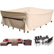 Juego de fundas para muebles de patio impermeables juegos de conversación para patio funda para sofá seccional al aire última intervensión juego de mesa y sillas fundas de mesa y sillas - Beis - Ver 1