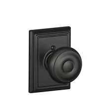 Schlage F170 GEO 622 ADD - perilla de puerta georgiano con ribete Addison manija de puerta falsa sin giro de una cara negro mate - Mate negro - Ver 1