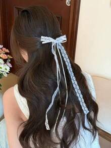 Cute Lace Ribbon Bow Hair Clip, Elegant Design Suitable For Valentine's Day Or Daily Use - Multicolor - View 1