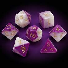 7 件套多面骰子，白紫双色，金色数字，节日礼物，户外游戏 - 中紫紅色 - 查看 4