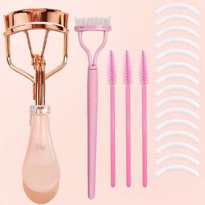 Kit de herramientas para pestañas, incluye rizador de pestañas, almohadillas de repuesto, peine separador de pestañas, cepillo para pestañas, crea pestañas rizadas en cualquier momento, herramientas de maquillaje y belleza, adecuado para uso doméstico y comercial, también adecuado para distribución, fácil de viajar, herramientas de maquillaje asequibles, artículos baratos, accesorios de maquillaje, bienes asequibles, regalo para mujer, regalo para ella, regalo del Día de San Valentín