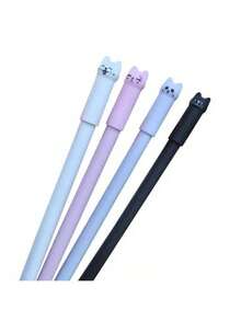 4pcs Cat Erasable Gel Pens, 0.5mm Magic Ink, Blue & Black Pen Set With Eraser, Creative Student Stationery, Back To School Supplies - Sets - View 3