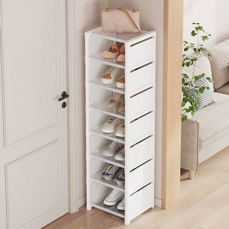 1pc Adjustable 4/6/8 Tier Metal Shoe Rack With Non-Woven Dust Cover, Space Saving, Easy Assembly, Suitable For Entryway, Bedroom, Hallway, Fit For Sneakers