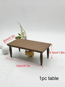 Mesa de Jantar Miniatura de Plástico Impressa em 3D, Decoração de Móveis de Micro Casa de Bonecas, Acessórios Modelo Miniatura para Casa, Adereços de Cena de Restaurante de Casa de Bonecas, Mesa Pequena, Cadeira com Encosto, Vaso, Modelos de Móveis em Micro Escala, Adereços de Fotografia de Micro Cena - Mesa de nogueira - Visão 15