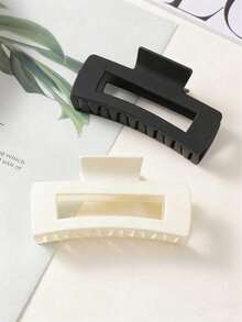 2 pièces Pinces à cheveux carrées minimalistes contrastées noir et blanc, 8,5 cm, épaisseur moyenne, accessoires capillaires d'été, pinces à cheveux pour vacances à la plage - Multicolore - Voir 1