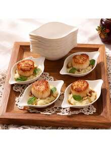 50/20/10pcs Compostable Sugarcane Fiber Dipping Plates, Dishes And Trays - Lemon/Raindrop Shapes, Suitable For Dipping Sauces, Cakes, Sushi Condiments, Butter Dishes, Dessert Cups, Food Containers And Food Storage Containers, Great For Weddings, Parties, Holidays, Home Kitchens, Restaurants, Travel, Tableware, Kitchen Supplies, Kitchen Accessories - Multicolor - View 1
