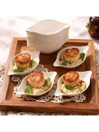 50/20/10件装可堆肥甘蔗纤维蘸酱盘、碟子和托盘 - 柠檬/雨滴造型，适用于蘸酱、蛋糕、寿司调料、黄油碟、甜点杯、食品容器和食品储存容器，非常适合婚礼、派对、节日、家庭厨房、餐厅、旅行、餐具、厨房用品、厨房配件