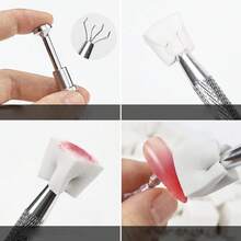 1支银色指甲夹，海绵夹，金属指甲夹笔，铝合金笔杆，美甲化妆工具 - 彩色 - 查看 4