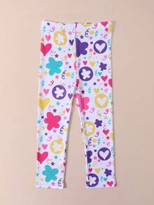 4 peças Leggings com Estampa de Unicórnio para Meninas, Calças Justas com Estampa de Pônei Arco-íris, Calças 3/4 Confortáveis, Adequadas para Uso Diário, Primavera/Verão - Multicolorido - Visão 5