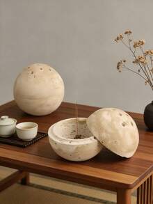 1个圆形洞石香薰扩散器，几何岩石造型，侘寂风格，适用于家居、客厅或办公桌。 - 石球 - 查看 6