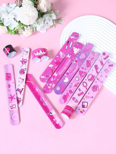 12件/套粉色主题一周岁生日派对拍拍手环，粉色主题宝宝派对礼物，性别揭晓派对回礼，完美派对装饰礼物，一周岁生日性别揭晓派对趣味拍拍手环，迎婴派对装饰，性别揭晓派对交换礼物，迎婴派对礼物，一周岁生日小礼物