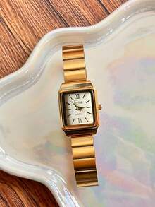 sottas 新款INS风格方形女士腕表，韩式简约优雅时尚休闲百搭石英表，轻盈奢华小众钢带腕表 - 白色 - 查看 4