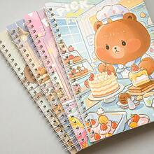 A5 Spiral Notebook 40 Sheets, Cute Bread Bear Cover, Lined Pages, Office Supplies, Student Learning Notebook, Hardcover Notebook With Foil Stamping - A5 - View 5
