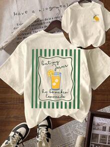 Jesus Making Lemonade Graphic T-Shirt, Women Casual Loose Fit Round Neck Short Sleeve T-Shirt, Plus Size Summer Comfortable Cotton T-Shirt - Màu be - Xem 3