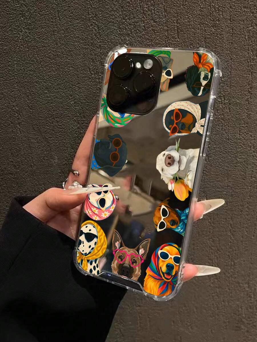 可爱狗狗图案镜面防摔手机套，兼容 13/11/17/17 Pro/16/14/15/15 Pro/15 Plus/15 Pro Max/7 Plus/8 Plus/X/Xs Max/Xr/11 Pro/12 Pro/13 Pro/14 Pro/12 Mini/13 Mini/11 Pro Max/12 Pro Max/13 Pro Max/14 Pro Max/14 Plus/17 Pro Max/17 Air/6/6s Plus/7/8/16 Pro/16 Plus/16 Pro Max/SE2/17 Pro Max 和三星手机Galaxy/A54/A14/A12/A13/A15/A32/A33/A24/A52S/S20/S21/S22/S23/S24/S23Plus/S24ultra/S25/A15/A33/A23 - 彩色 - 查看 1