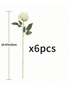 1/6/10 件人造丝绸玫瑰花束，逼真的假玫瑰，适合情人节、母亲节、家庭婚礼、派对装饰、礼物、花篮、汽车装饰、礼服配饰、浪漫插花、家居和房间装饰（白色） - 白色 - 查看 10