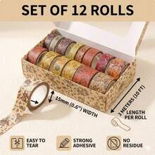 2026 Retro Washi Tape Set (12 Rolls) - Floral And Bird Pattern Decorative Tape, Suitable Diaries, Scrapbooks, Wrapping, Aesthetic Planning Kits, And Crafts. Women And Girls. - 樓蘭散 - 查看 6