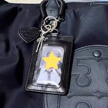 1 Set Black Simple Bus Card Holder, Card & Photo Storage Pendant - Black - View 4