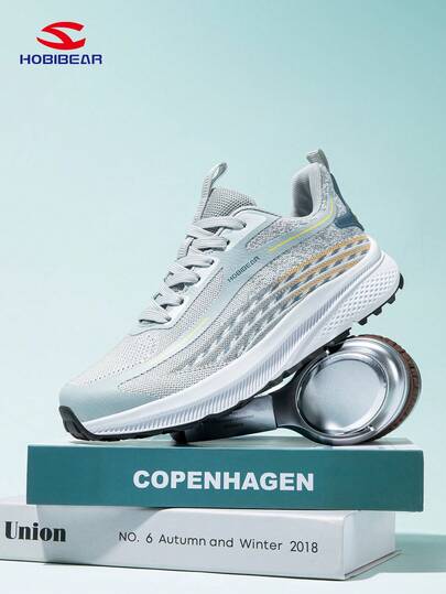 HOBIBEAR 2026 New Wide Fit Outdoor Running Shoes, Gray Breathable Mesh Casual Sneakers For Men, Lightweight Shock-Absorbing Running Shoes For Women