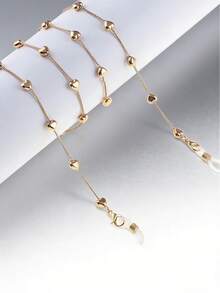 1条金色心形眼镜链，简约时尚金属眼镜链，防丢带，适合日常佩戴 - 彩色 - 查看 1