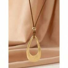 1pc Vintage Teardrop Pendant Necklace For Women - 金黃色 - 查看 2
