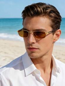 Prada Men's Large Square Frame, Black Acetate Frame, Luxurious Designer Style, Perfect For Summer Beach And Street Fashion. - Black - View 1