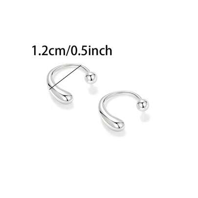 1件水滴耳夹，欧美时尚925纯银球形螺丝极简耳环，男女通用