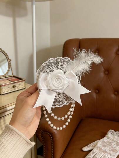 1 pieza Clip para el cabello con encaje de mariposa y flores, tocado de dama de honor, adecuado para todas las estaciones