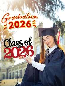 2026 Graduation Class Wooden Decor - 2026 Graduate Photo Booth Props And Party Decorations (Red, Blue, Pink, Natural Wood) - Multicolor - View 6