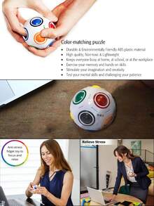 12-Hole Rainbow Ball Magic Cube, Fascinating Rainbow Cube Ball, Fun Magic Ball & Stress Relief Toy For Adults - View 3