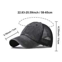 超大号 XXL 黑色网眼棒球帽，男女通用大号水洗黑色网眼帽 - 半網面 - 查看 2