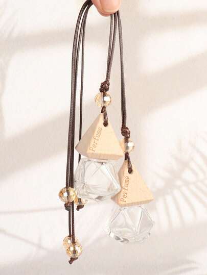 زجاجة رذاذ عطر زجاجية فارغة للسيارة، معطر هواء قابل لإعادة التعبئة بشكل قلادة ماسي محكم الإغلاق رذاذ دقيق للزيوت العطرية والعلاج بالروائح