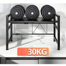Microwave Oven Rack Stand With Guardrail, Adjustable Length & Height, Heavy Duty Carbon Steel Countertop Organizer For Kitchen Coffee Machine - Multicolor - View 6