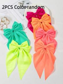 6 st minimalistiska fluorescerande rosettband elastiska hårspännen - Multifärgad - Visa 6