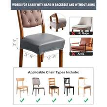 Genina - Juego de 6 fundas para sillas de comedor impermeables de piel sintética elásticas limpiables para asientos de comedor para sillas de cocina diseño con cubierta trasera color gris - Gris Oscuro - Ver 6
