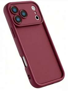 1pc Thick Wine Red Anti-Drop Phone Case Compatible With Apple 17/17Pro/17ProMax/16/15/14/13/12/11 Pro Max, Solid Color Phone Protective Cover,International Version, Not The Domestic Version - Burgundy - View 5
