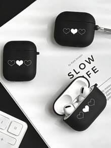 1个极简心形耳机保护套，兼容苹果Pro 2、Pro 3、1/2，哑光表面 - 黑色 - 查看 1