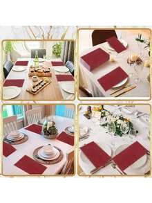 20pcs/Set, 40pcs/Set, 60pcs/Set Burgundy Oblong Thickened Soft Party Napkins, 2-Ply Soft Paper Towels, Unfolded Size 40cm*33cm, Suitable For: Wedding, Tea Party, Birthday Party Decoration Napkins, Party Decorations, Party Supplies, Holiday Decorations, Holiday Supplies - How Many - View 5