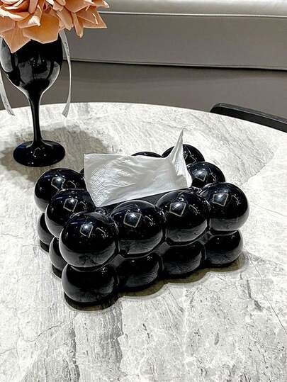 1 Modern Home Decor Black Plastic Stylish Tissue Box Cover, Suitable For Any Modern Home Decor Style, Can Be Used As A Coffee Table Or Bathroom Organizer, Suitable For Summer.