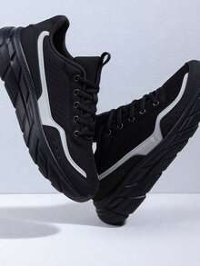 Giày thể thao lưới thoáng khí, giày casual nhẹ chống trơn trượt, giày đi bộ thoải mái, lưới thoáng khí, nhẹ chống trơn trượt, cỡ unisex 36-45 - màu đen - Xem 2