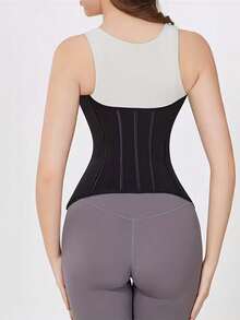 Waist Trainer, Shaping Set, Abdominal Shaping Shirt, Women Abdominal Control Waist Belt - Black - View 4