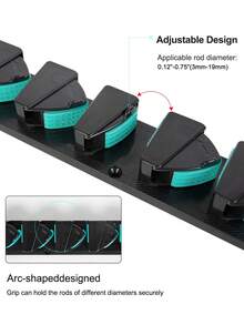 BILLINGS 钓竿架，钓竿支架，垂直壁挂式钓竿架，可容纳9根钓竿或组合竿，适用于大多数直径为3-19毫米的钓竿 - 彩色 - 查看 2