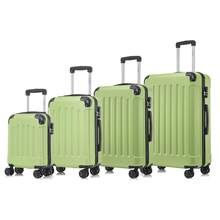 YONSLY 4-Piece Wheeled Suitcase Set With 360° Wheels, Combination Lock, Robust Double Zipper, Mesh Pocket, Soft Rubber Handle, 16/20/24/28 Inch Trolley Suitcase, Hard Shell Carry-On Luggage Set (4-Piece Set, S, M, L & XL) - 果綠 - 查看 8