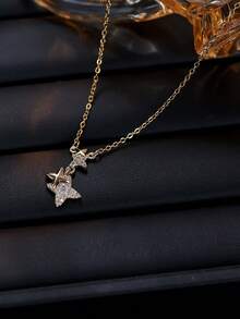 1pc Minimalist Star Pendant Necklace, Micro-Inlaid Zirconia Delicate ...