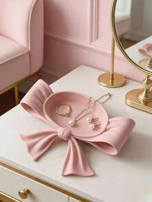 1 khay đựng trang sức nơ hồng, hộp đựng trang sức nơ nữ tính, phụ kiện trang trí bàn làm việc, hộp đựng đồ trang điểm. - Nhiều màu - Xem 2