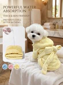 PETSIN 1 Pc Pet Bathrobe Hood Design, Multiple Sizes & Colors Available, Puppy Towels, Pet Towels, Dog Accessories, Cat Towels, Dog Towels, Super Absorbent Quick Drying Pet Towels With For All Pets, Dogs & Cats, Pet Towels For Drying Dogs & Cats Large, Adjustable Pets Robes For Bath, And Dog Dryer For Dogs & Cats, Pet Supplies, Bath Towels, Wearable Towels, Long Robe, Bath Robe, Bathroom Decors, Bathroom Accessarles, Valentine's Day Gift - Multicolor - View 3