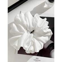 1pc White Faux Silk Super Large Fluffy High Elasticity Soft Smooth Texture Fashionable Casual Comfortable Wear All-Match Women's Hair Scrunchie With A Touch Of Luxury Scrunchies Hair Ties Scrunchy Hair Ties Ponytail Head Accessories Elastic Band Beauty Home Hair Accessories - 白色 - 查看 8