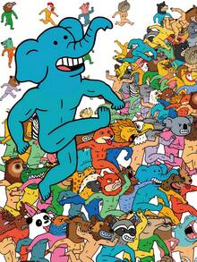 50 Pcs Funny Monster Animal Stickers Set, Elephant Panda Crocodile With Human Muscles, Waterproof For Laptop, Phone Case, Scrapbooking, Journals, Water Bottle & Hipster Style, Stationery Supplies - Animal Monster - View 1