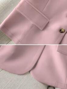 Áo khoác blazer nữ không tay, cài một hàng khuy, kiểu dáng thường ngày, thích hợp cho mùa xuân và mùa hè. - Bụi hồng - Xem 5